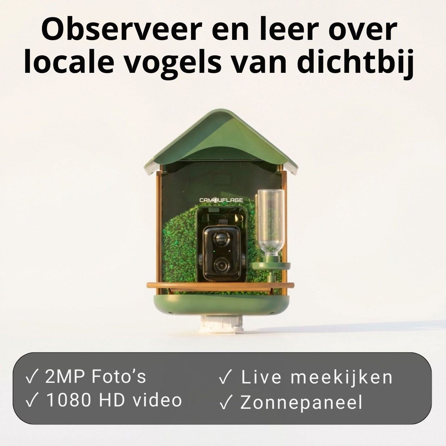 Camouflage EZ-BirdFeed - Vogel voederhuisje met AI-camera